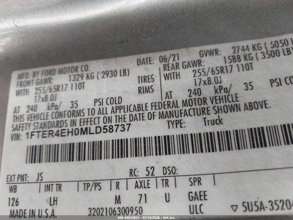 1FTER4EH0MLD58737 2021 FORD RANGER photo no. 9