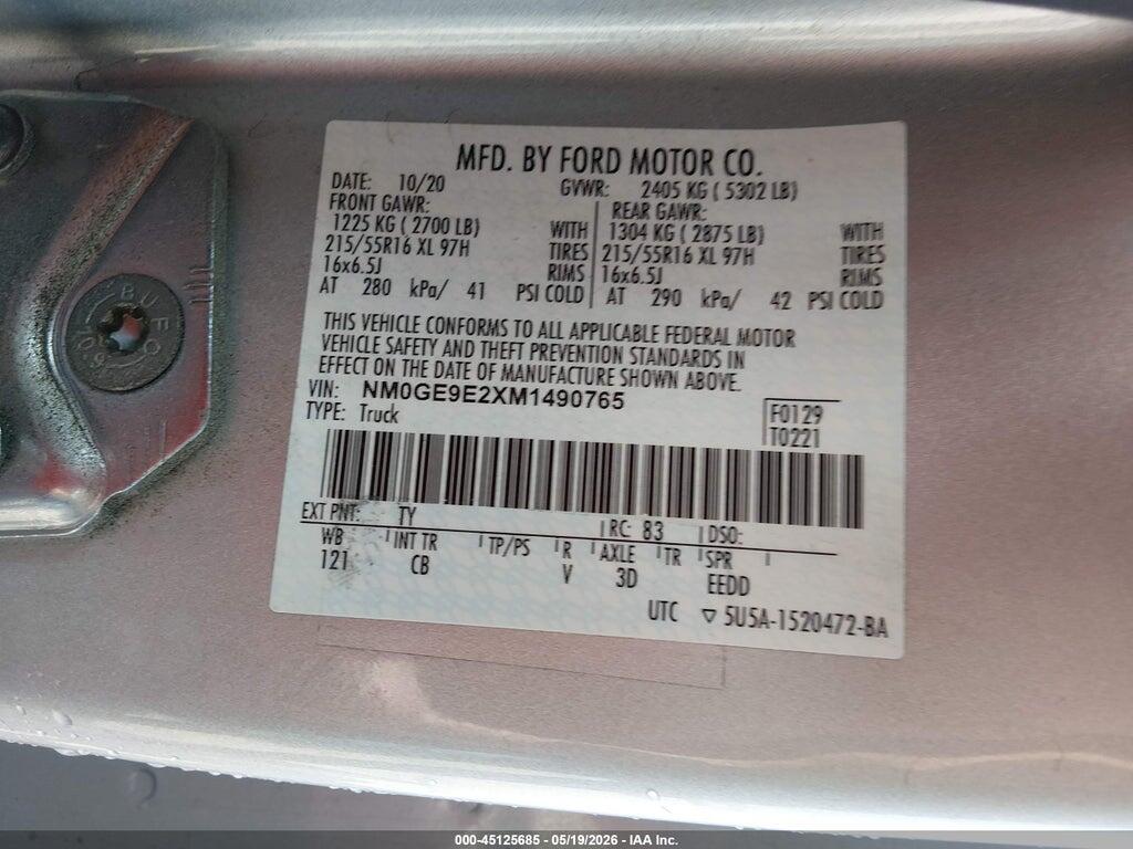 NM0GE9E2XM1490765 2021 FORD TRANSIT CONNECT photo no. 9