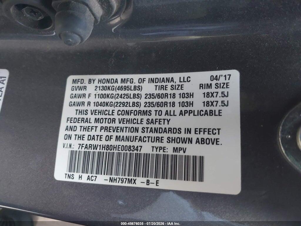7FARW1H80HE008347 2017 HONDA CR-V photo no. 9