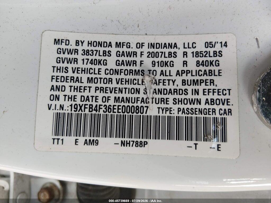 19XFB4F36EE000807 2014 HONDA CIVIC HYBRID photo no. 9