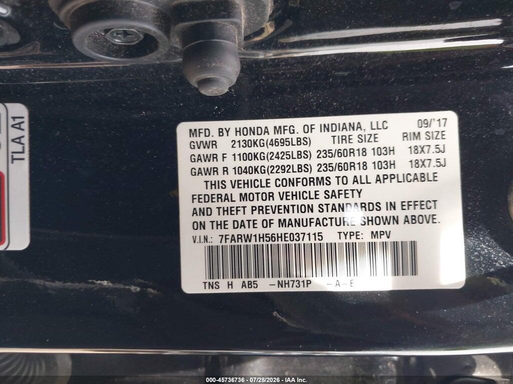 7FARW1H56HE037115 2017 HONDA CR-V photo no. 9