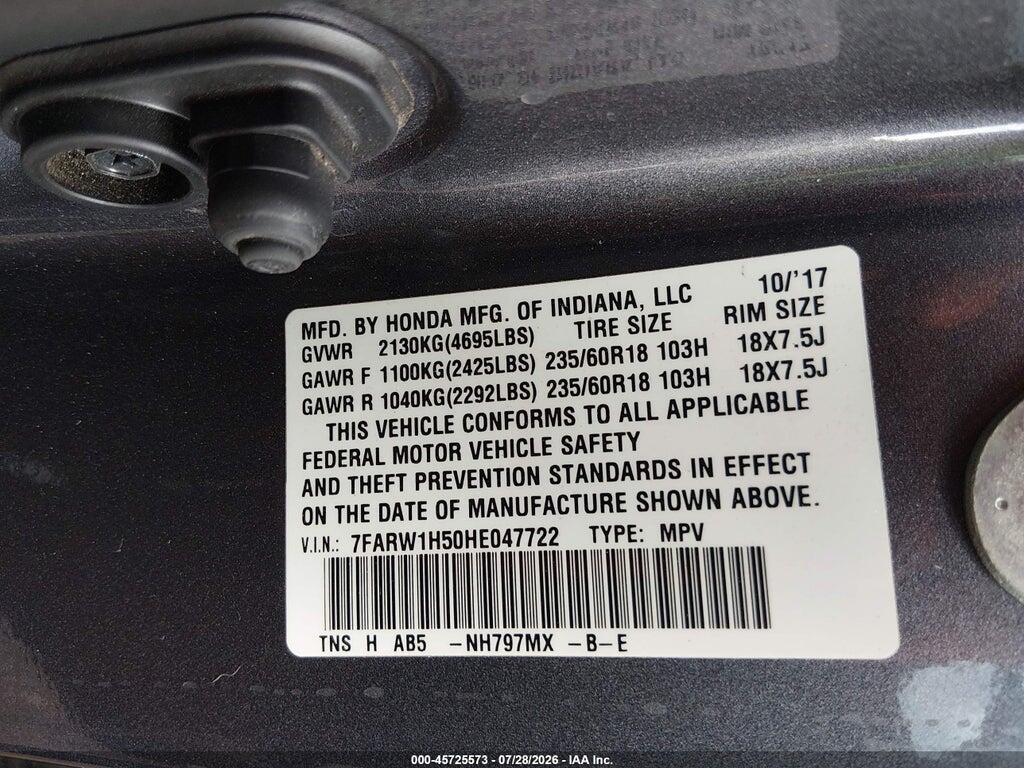 7FARW1H50HE047722 2017 HONDA CR-V photo no. 9