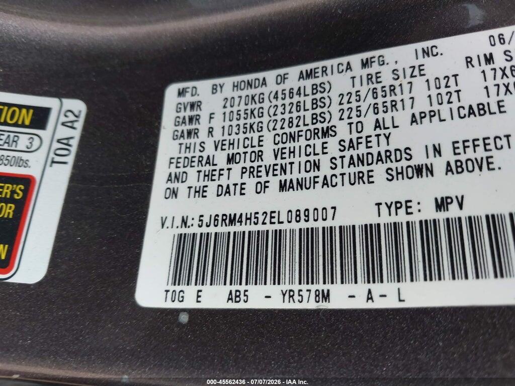 5J6RM4H52EL089007 2014 HONDA CR-V photo no. 9
