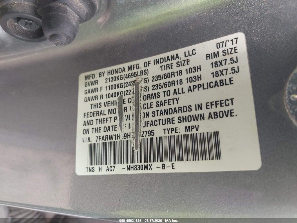 7FARW1H89HE022795 2017 HONDA CR-V photo no. 9