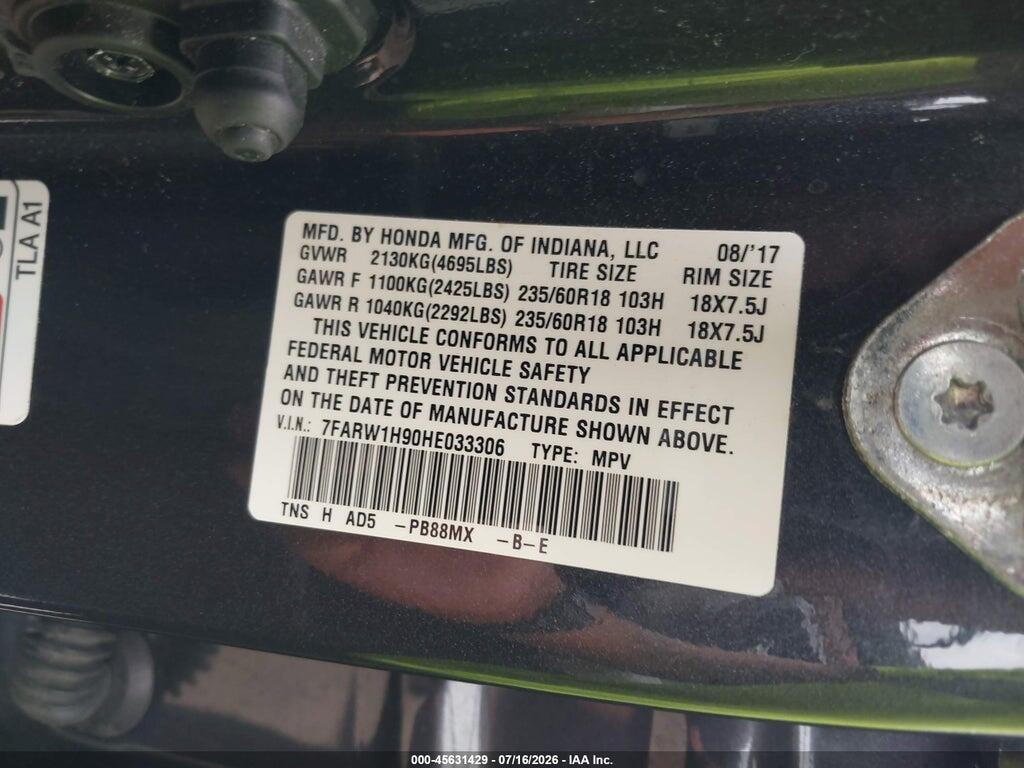 7FARW1H90HE033306 2017 HONDA CR-V photo no. 9