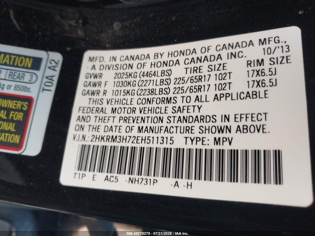 2HKRM3H72EH511315 2014 HONDA CR-V photo no. 9