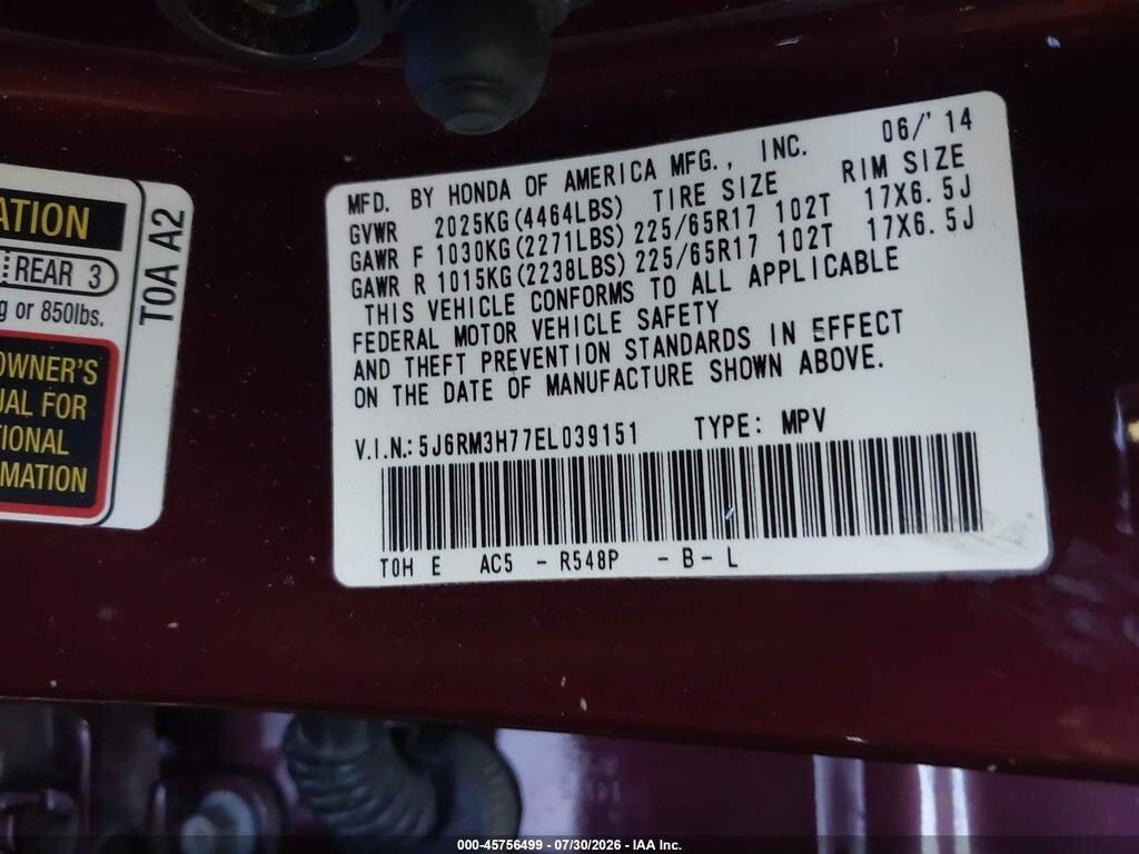 5J6RM3H77EL039151 2014 HONDA CR-V photo no. 9