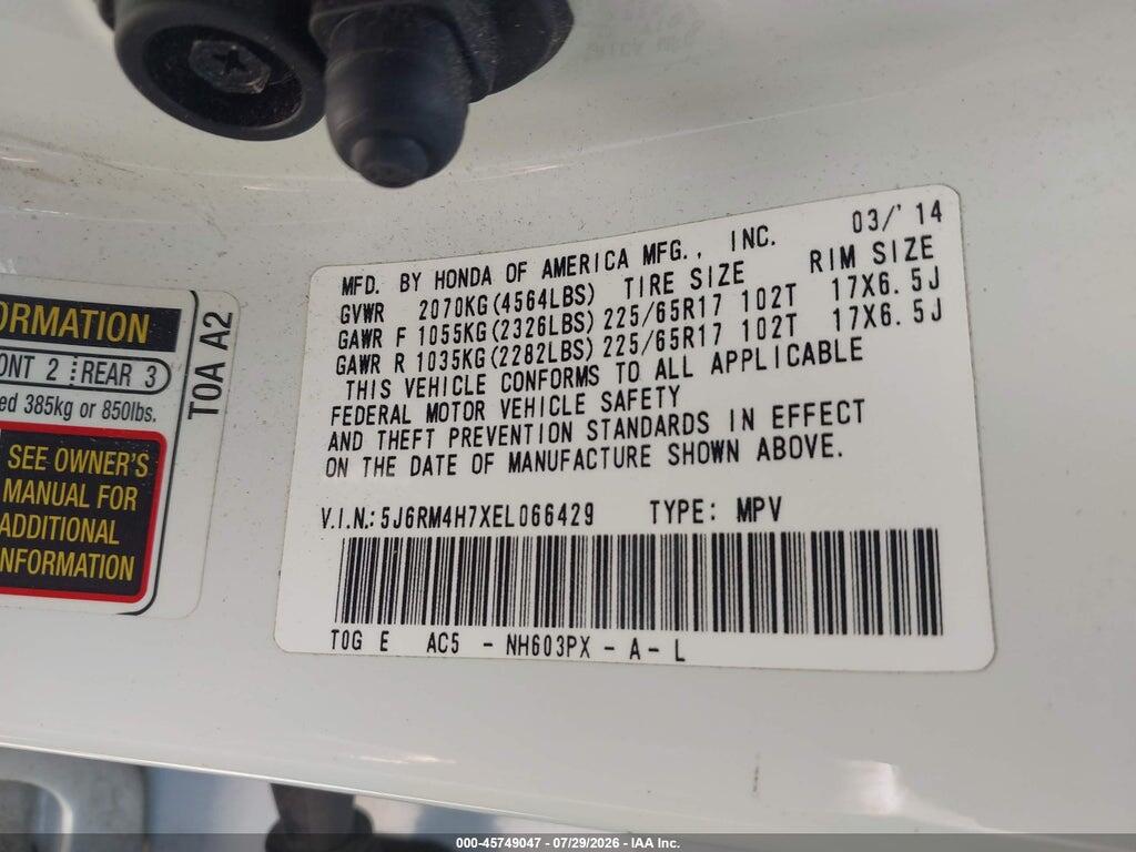 5J6RM4H7XEL066429 2014 HONDA CR-V photo no. 9