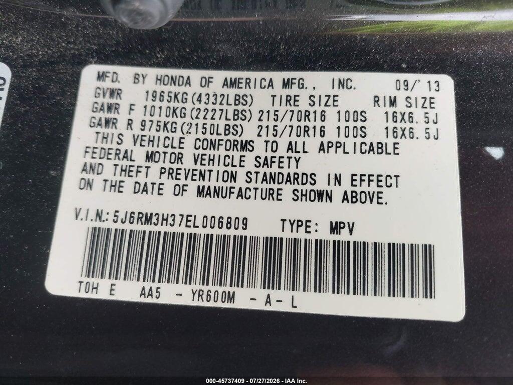5J6RM3H37EL006809 2014 HONDA CR-V photo no. 9