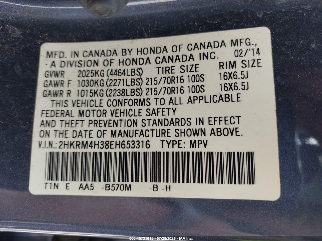 2HKRM4H38EH653316 2014 HONDA CR-V photo no. 9