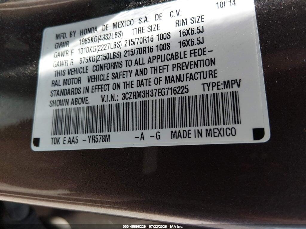 3CZRM3H37EG716225 2014 HONDA CR-V photo no. 9