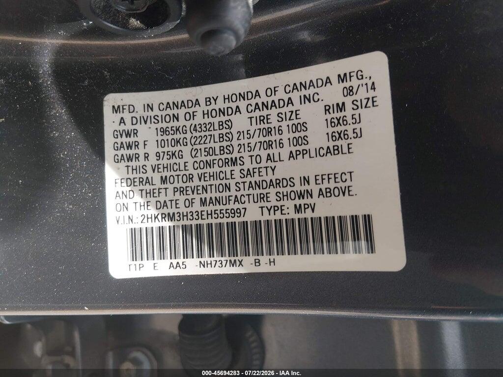 2HKRM3H33EH555997 2014 HONDA CR-V photo no. 9