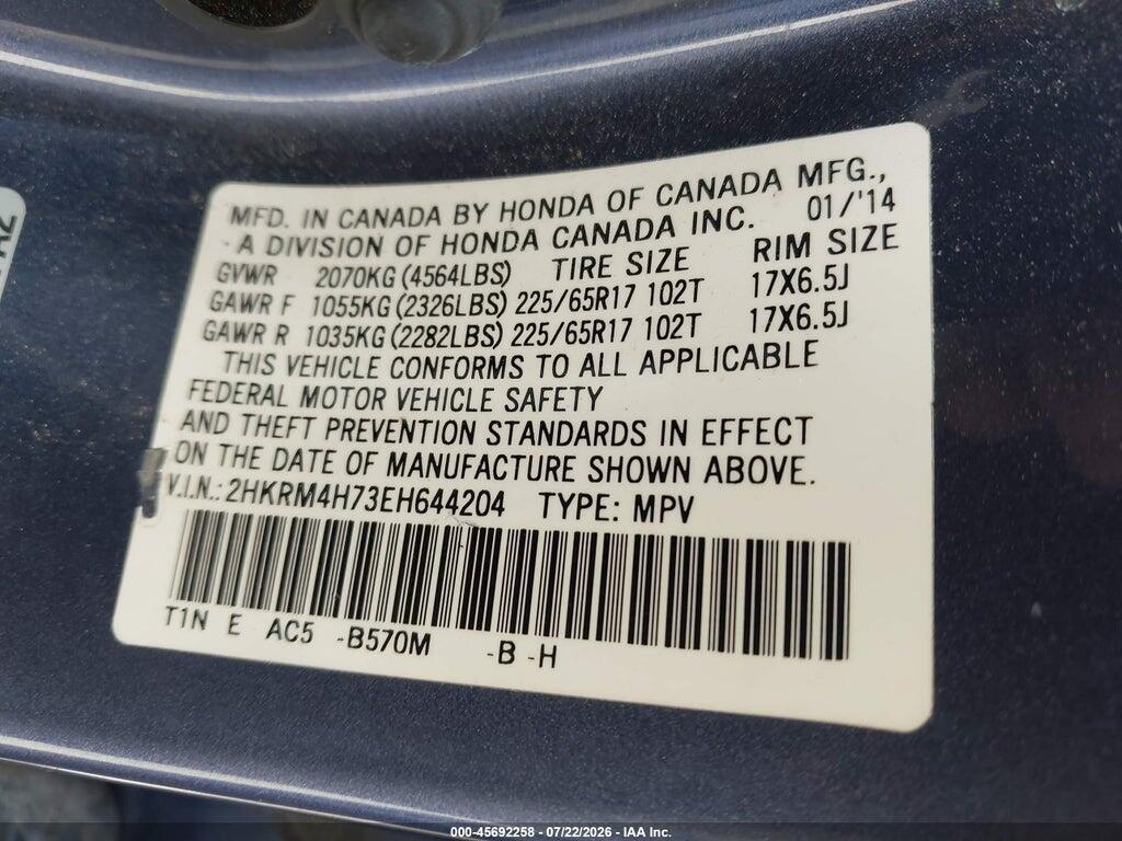 2HKRM4H73EH644204 2014 HONDA CR-V photo no. 9