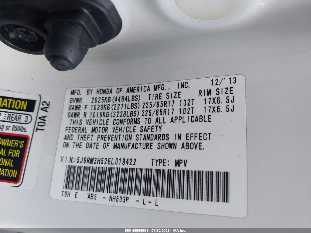 5J6RM3H52EL019422 2014 HONDA CR-V photo no. 9