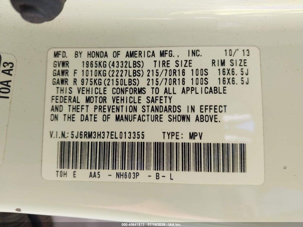 5J6RM3H37EL013355 2014 HONDA CR-V photo no. 9