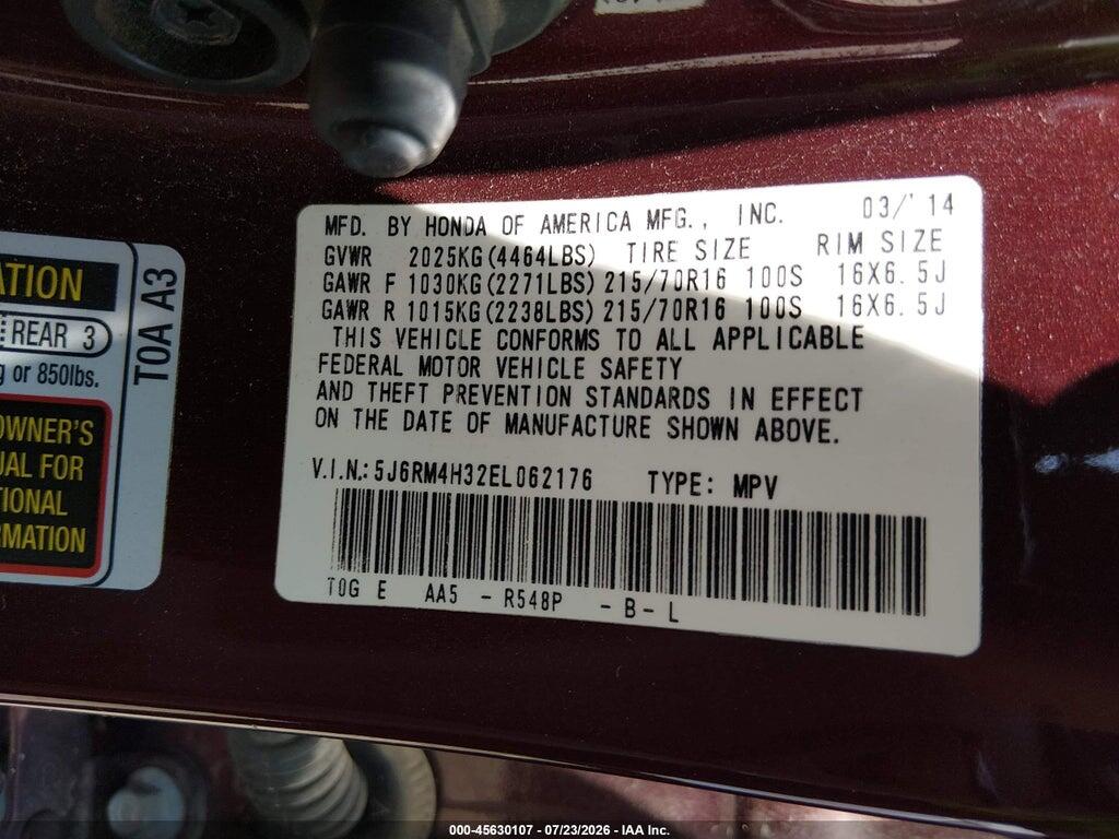 5J6RM4H32EL062176 2014 HONDA CR-V photo no. 9
