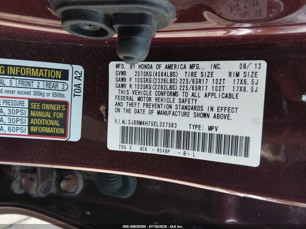 5J6RM4H75EL007563 2014 HONDA CR-V photo no. 9