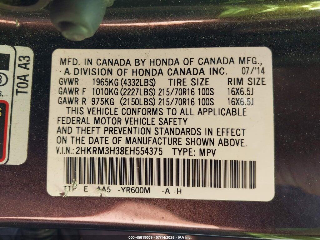 2HKRM3H38EH554375 2014 HONDA CR-V photo no. 9