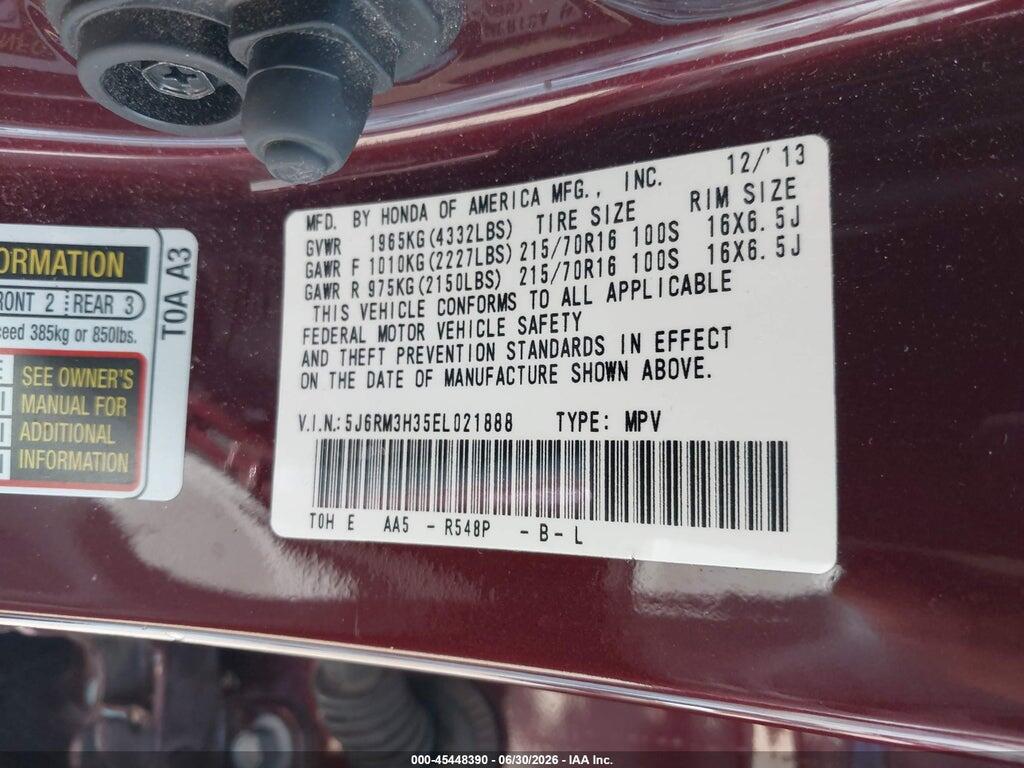 5J6RM3H35EL021888 2014 HONDA CR-V photo no. 9