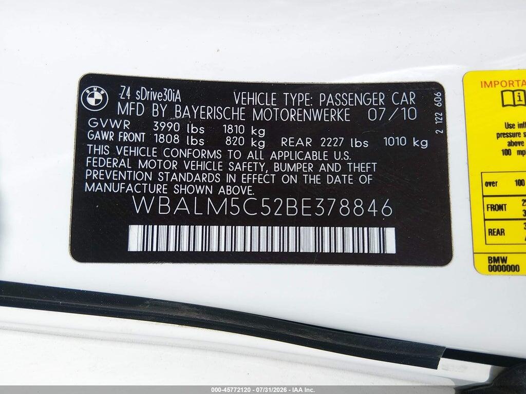 WBALM5C52BE378846 2011 BMW Z4 photo no. 9