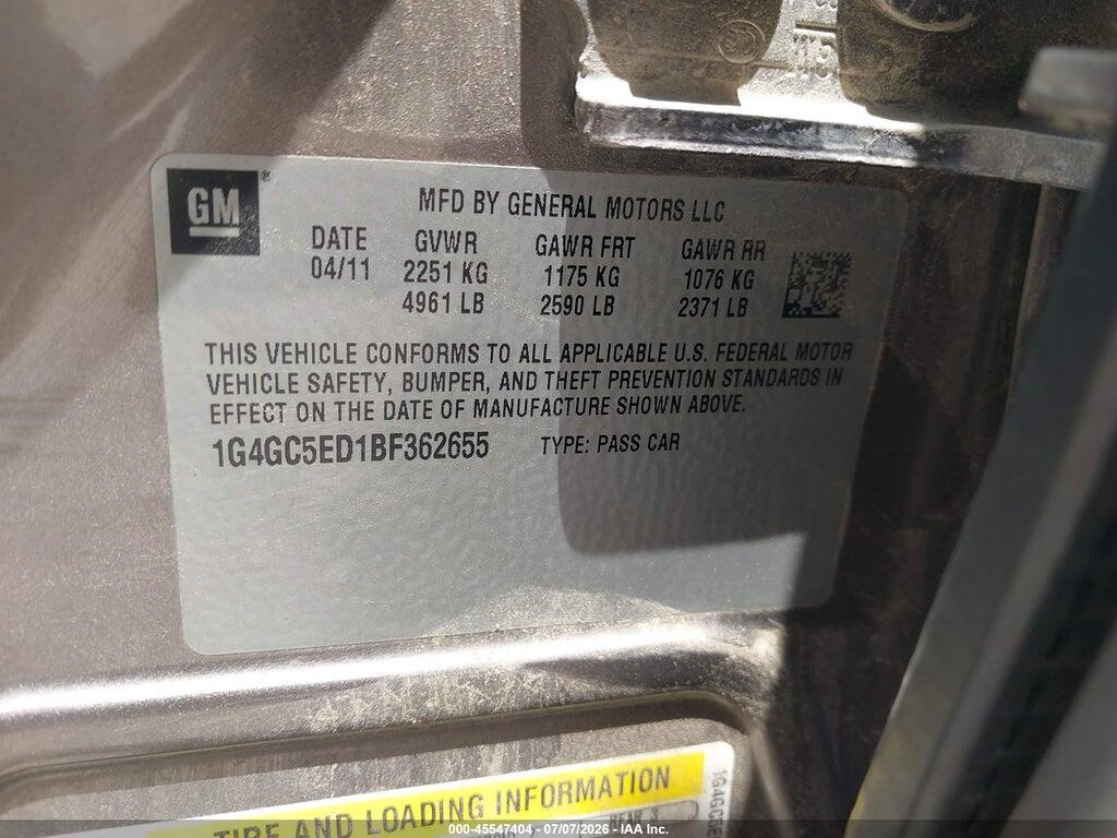 1G4GC5ED1BF362655 2011 BUICK LACROSSE photo no. 9