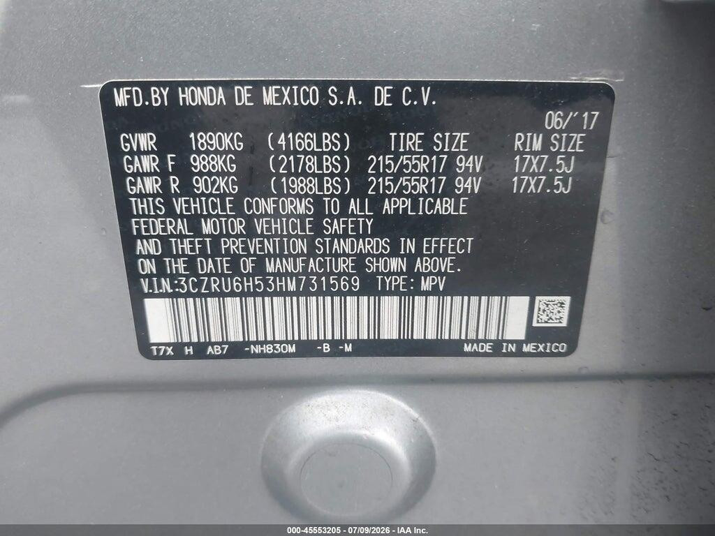 3CZRU6H53HM731569 2017 HONDA HR-V photo no. 9