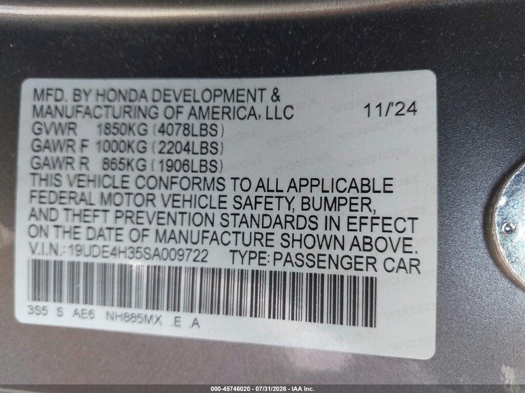 19UDE4H35SA009722 2025 ACURA INTEGRA photo no. 9