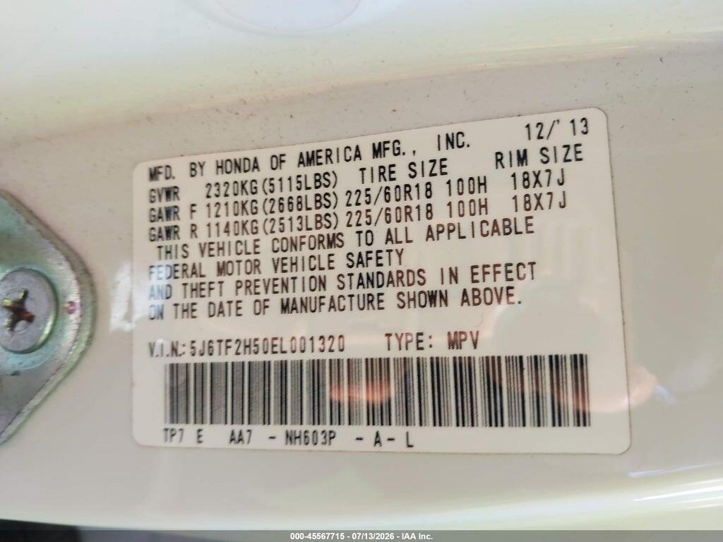 5J6TF2H50EL001320 2014 HONDA CROSSTOUR photo no. 9