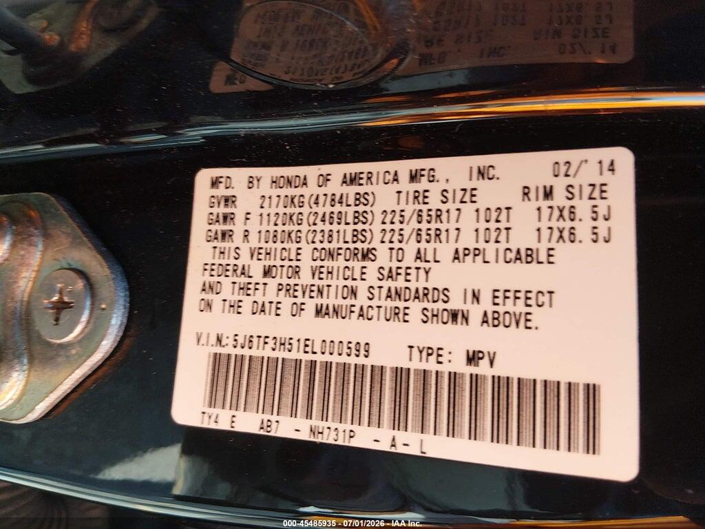5J6TF3H51EL000599 2014 HONDA CROSSTOUR photo no. 9