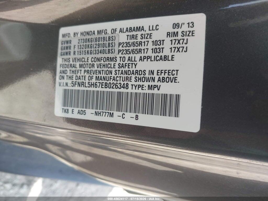 5FNRL5H67EB026348 2014 HONDA ODYSSEY photo no. 9