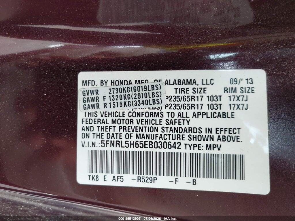 5FNRL5H65EB030642 2014 HONDA ODYSSEY photo no. 9