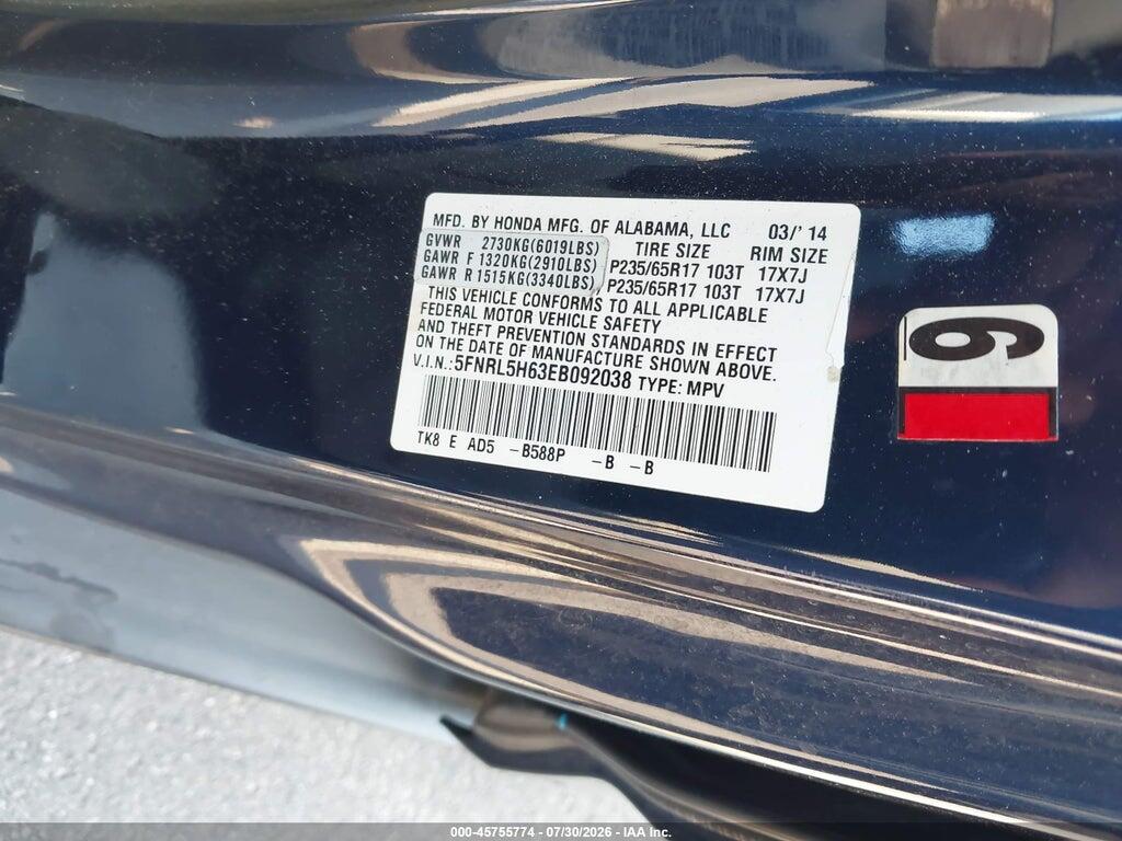 5FNRL5H63EB092038 2014 HONDA ODYSSEY photo no. 9