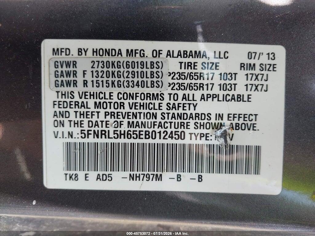 5FNRL5H65EB012450 2014 HONDA ODYSSEY photo no. 9