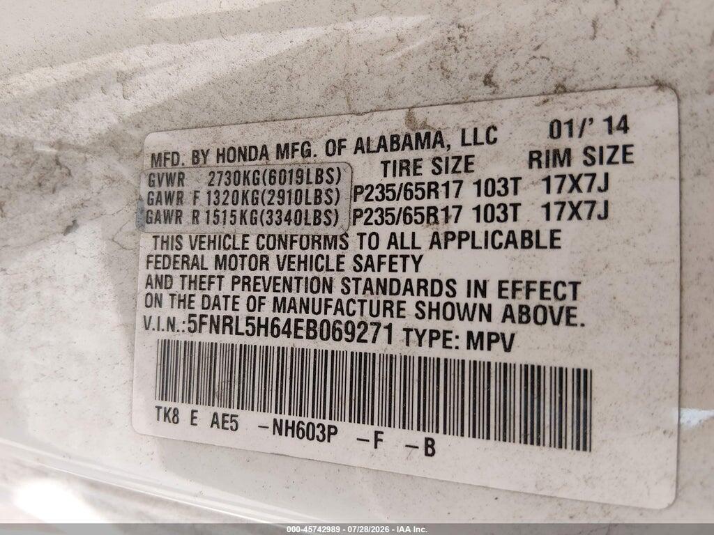 5FNRL5H64EB069271 2014 HONDA ODYSSEY photo no. 9