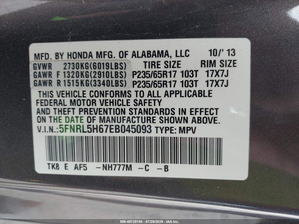 5FNRL5H67EB045093 2014 HONDA ODYSSEY photo no. 9