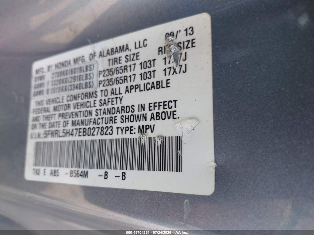 5FNRL5H47EB027823 2014 HONDA ODYSSEY photo no. 9