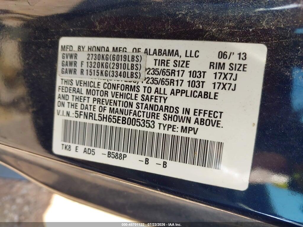 5FNRL5H65EB005353 2014 HONDA ODYSSEY photo no. 9