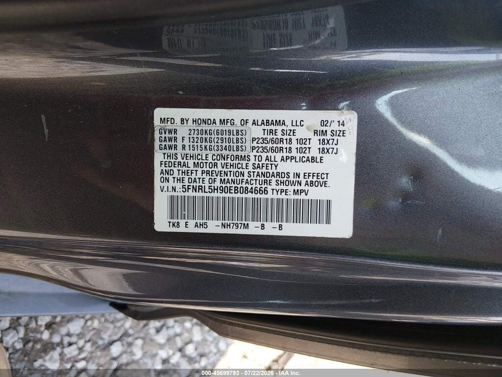 5FNRL5H90EB084666 2014 HONDA ODYSSEY photo no. 9
