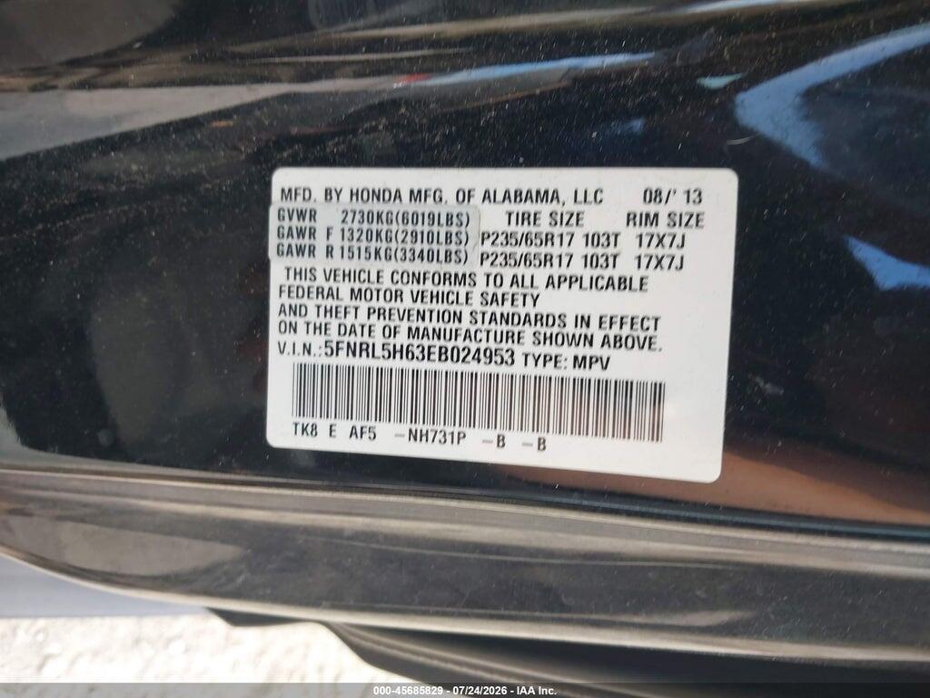5FNRL5H63EB024953 2014 HONDA ODYSSEY photo no. 9