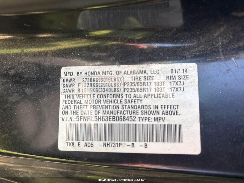 5FNRL5H63EB068452 2014 HONDA ODYSSEY photo no. 9