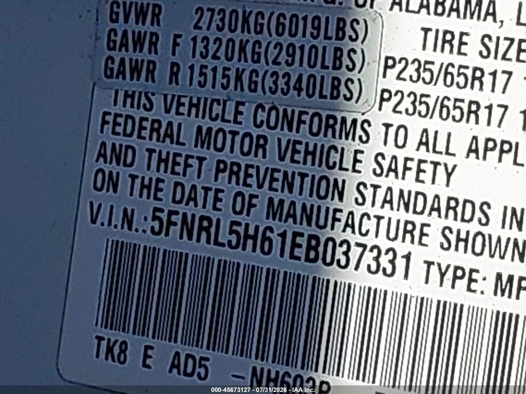 5FNRL5H61EB037331 2014 HONDA ODYSSEY photo no. 9