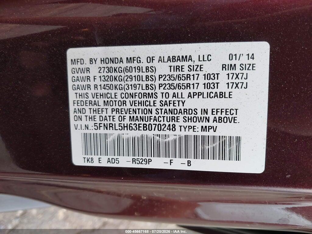 5FNRL5H63EB070248 2014 HONDA ODYSSEY photo no. 9
