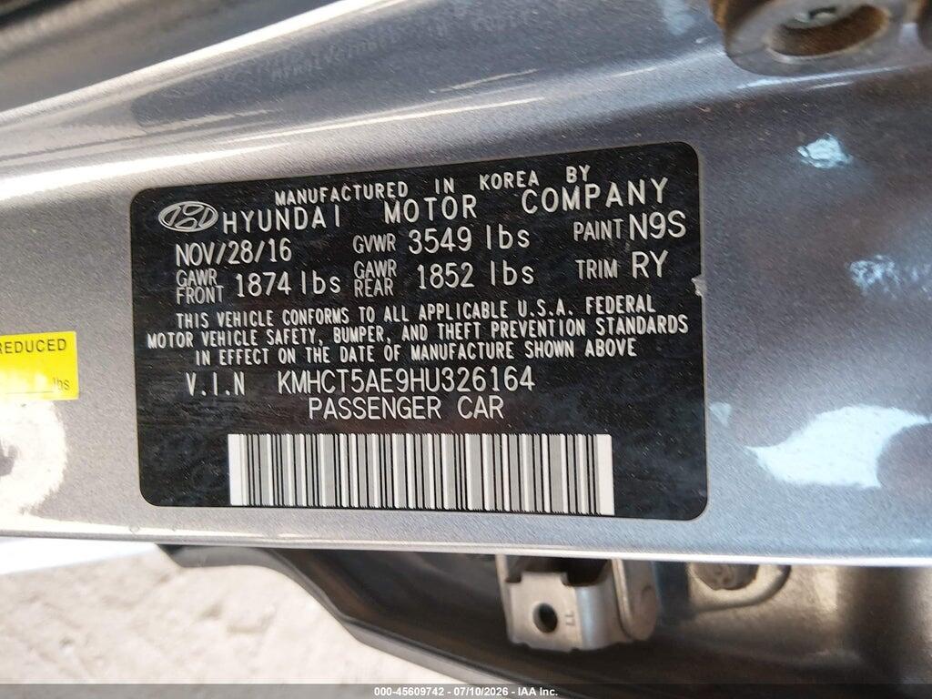 KMHCT5AE9HU326164 2017 HYUNDAI ACCENT photo no. 9