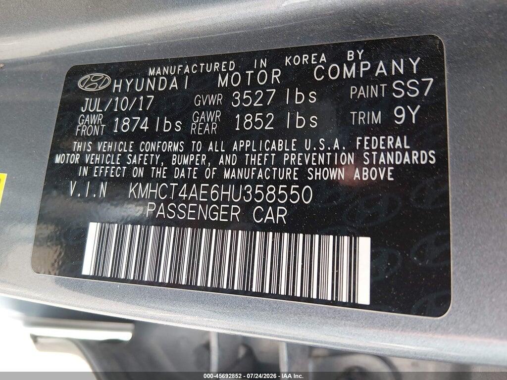 KMHCT4AE6HU358550 2017 HYUNDAI ACCENT photo no. 9