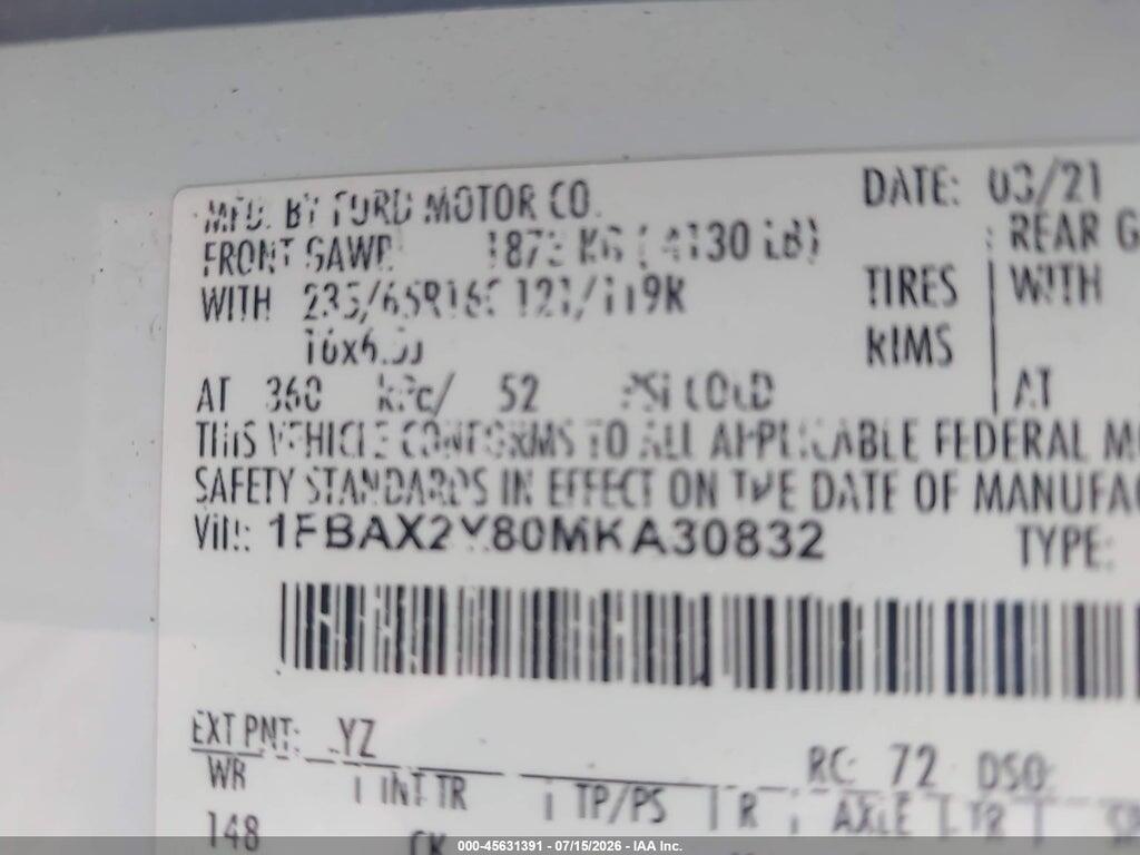 1FBAX2Y80MKA30832 2021 FORD TRANSIT-350 PASSENGER VAN photo no. 9
