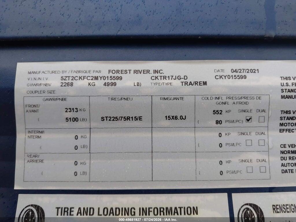 5ZT2CKFC2MY015599 2021 FOREST RIVER OTHER photo no. 9