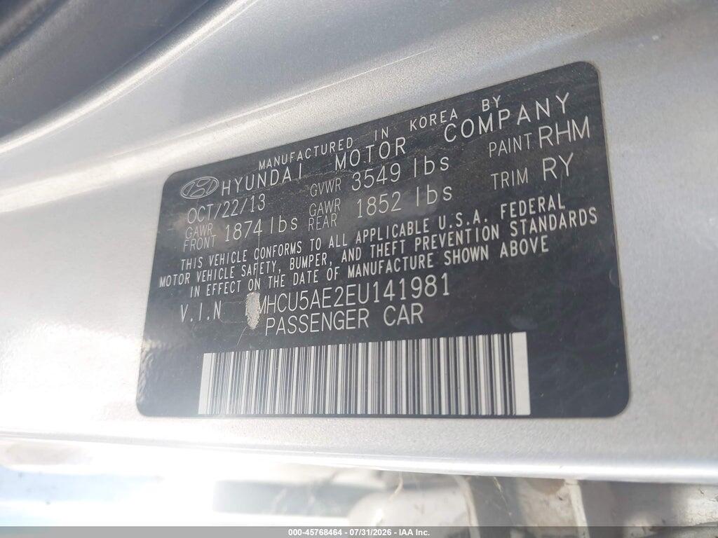 KMHCU5AE2EU141981 2014 HYUNDAI ACCENT photo no. 9