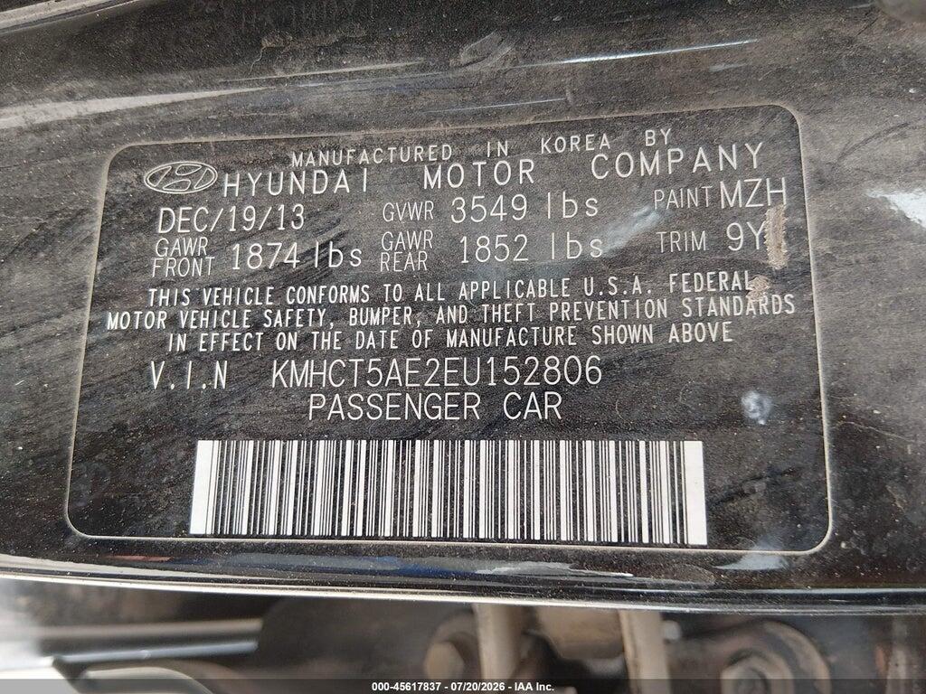 KMHCT5AE2EU152806 2014 HYUNDAI ACCENT photo no. 9