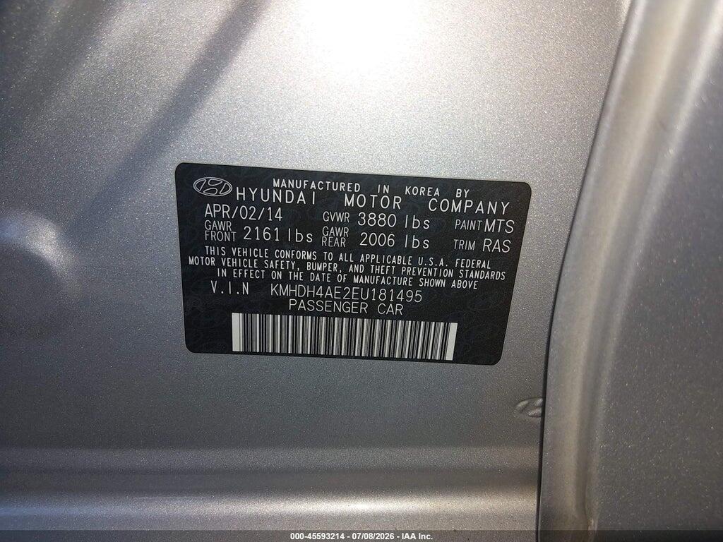 KMHDH4AE2EU181495 2014 HYUNDAI ELANTRA photo no. 9