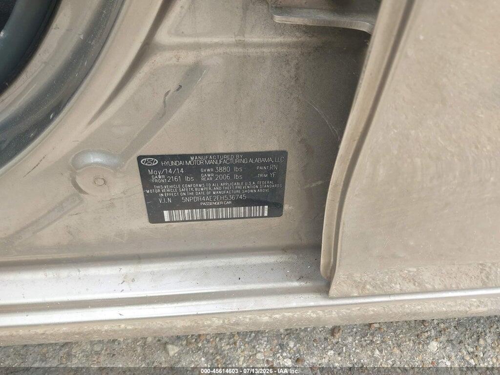 5NPDH4AE2EH536745 2014 HYUNDAI ELANTRA photo no. 9